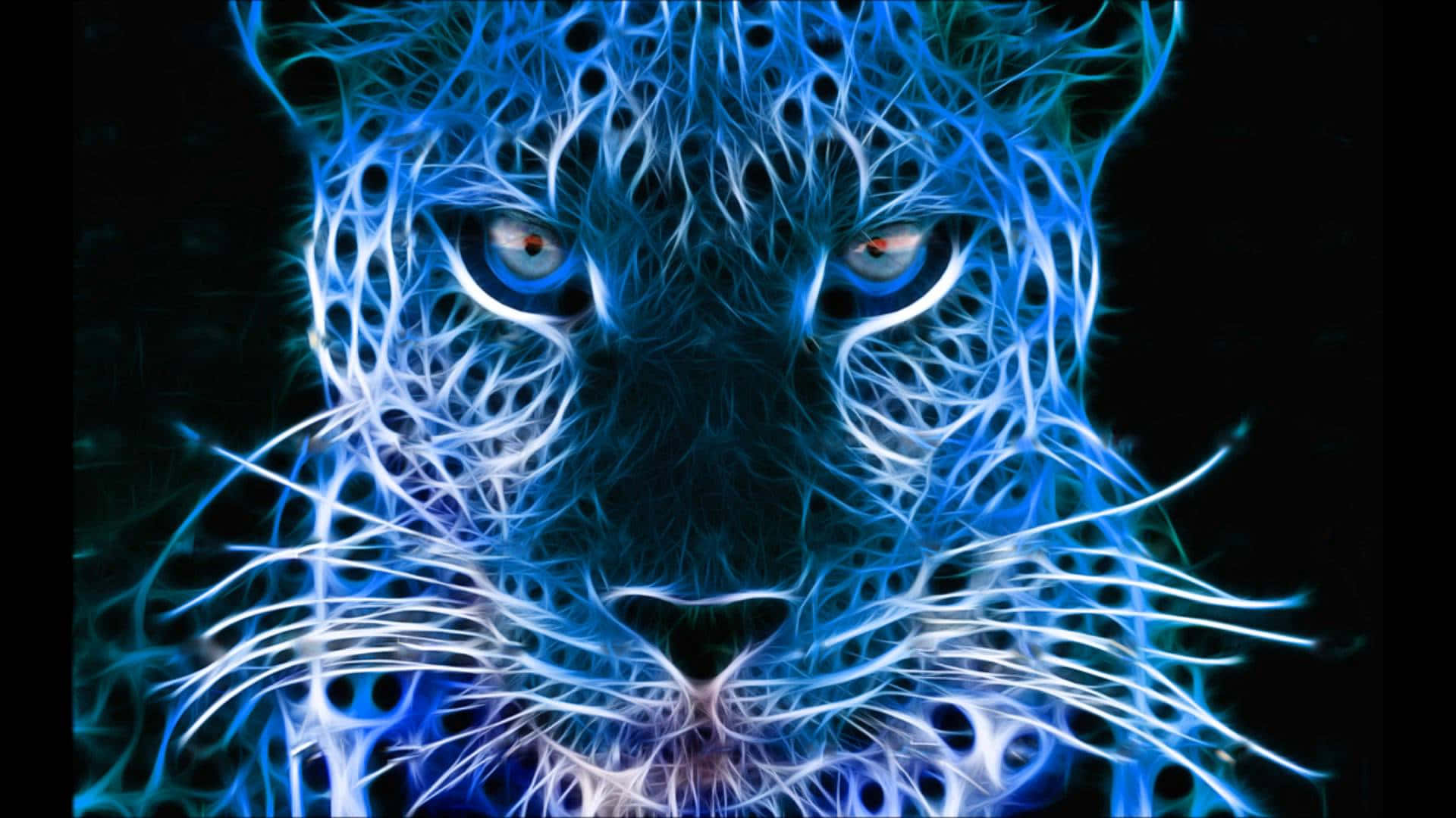 Leopardoferoce In Blu Neon. Sfondo