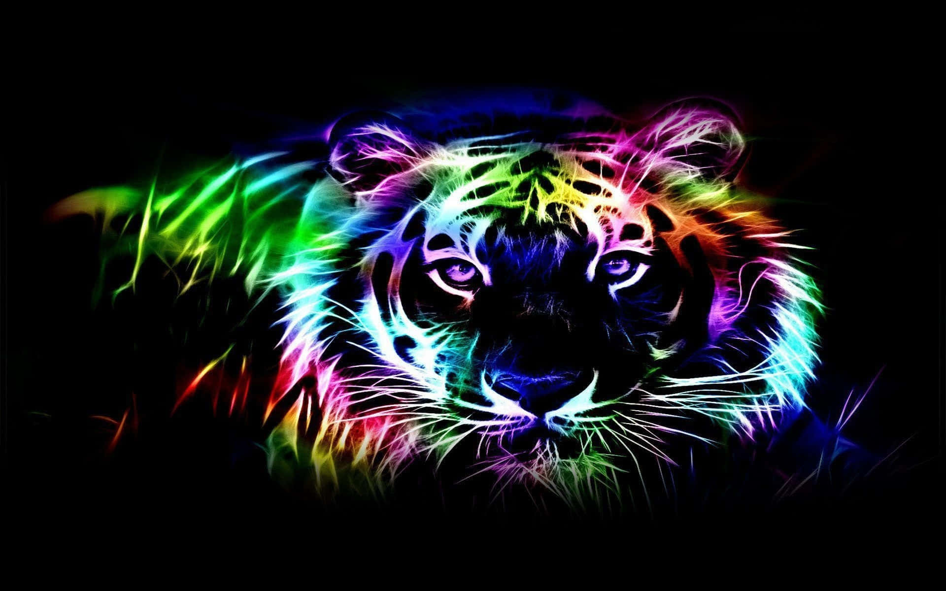 Farverige Neon Dyre Tigeren Levende Illustrationer Wallpaper