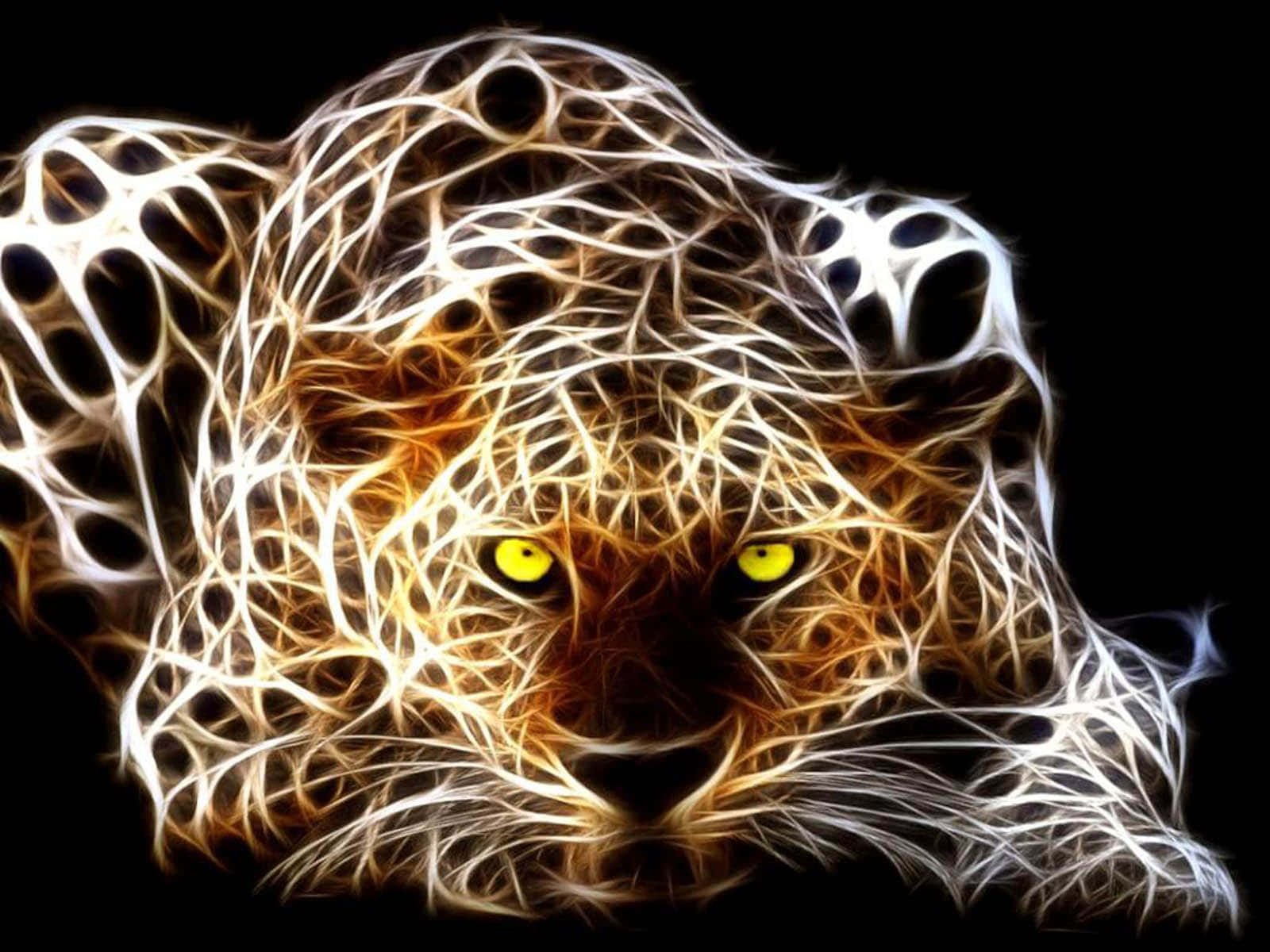 Download Neon Animal Fearsome Leopard With Yellow Eyes Wallpaper |  