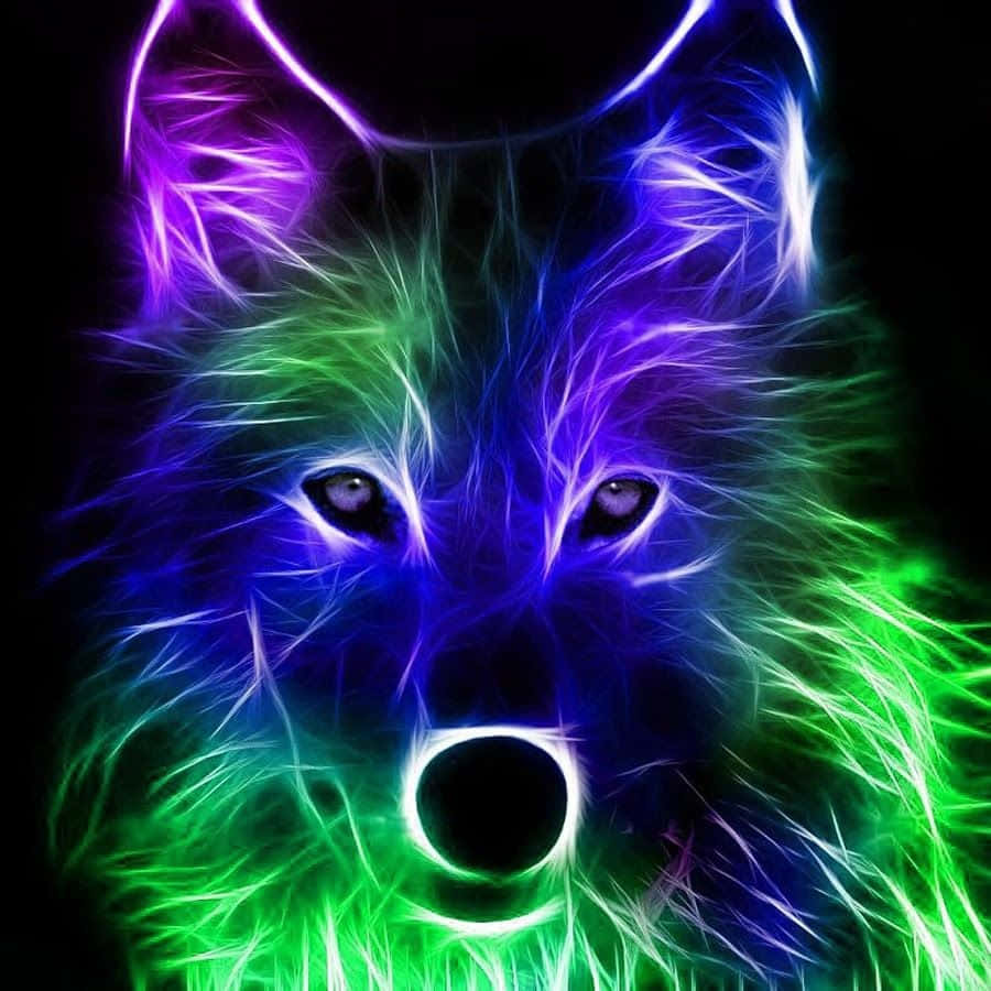 Rostode Lobo Em Neon Animal. Papel de Parede