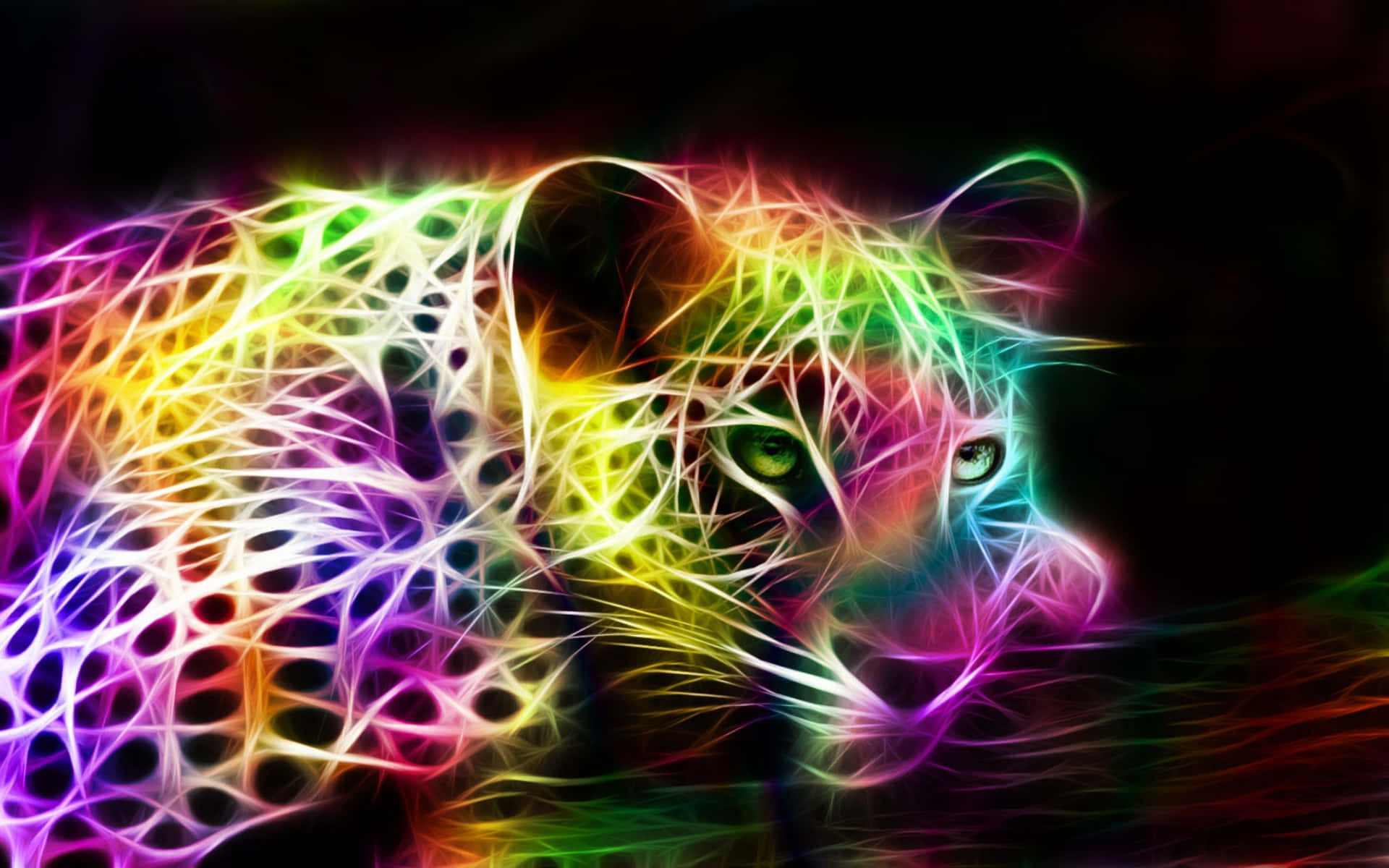 Neon Animal Colorful Jaguar Art Wallpaper