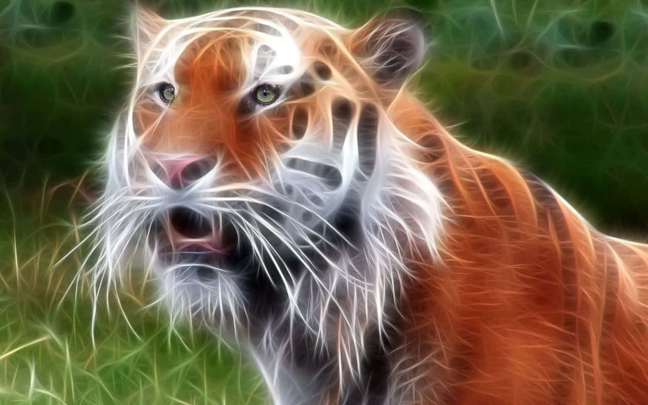 Neon Animal Orange Tiger Wallpaper