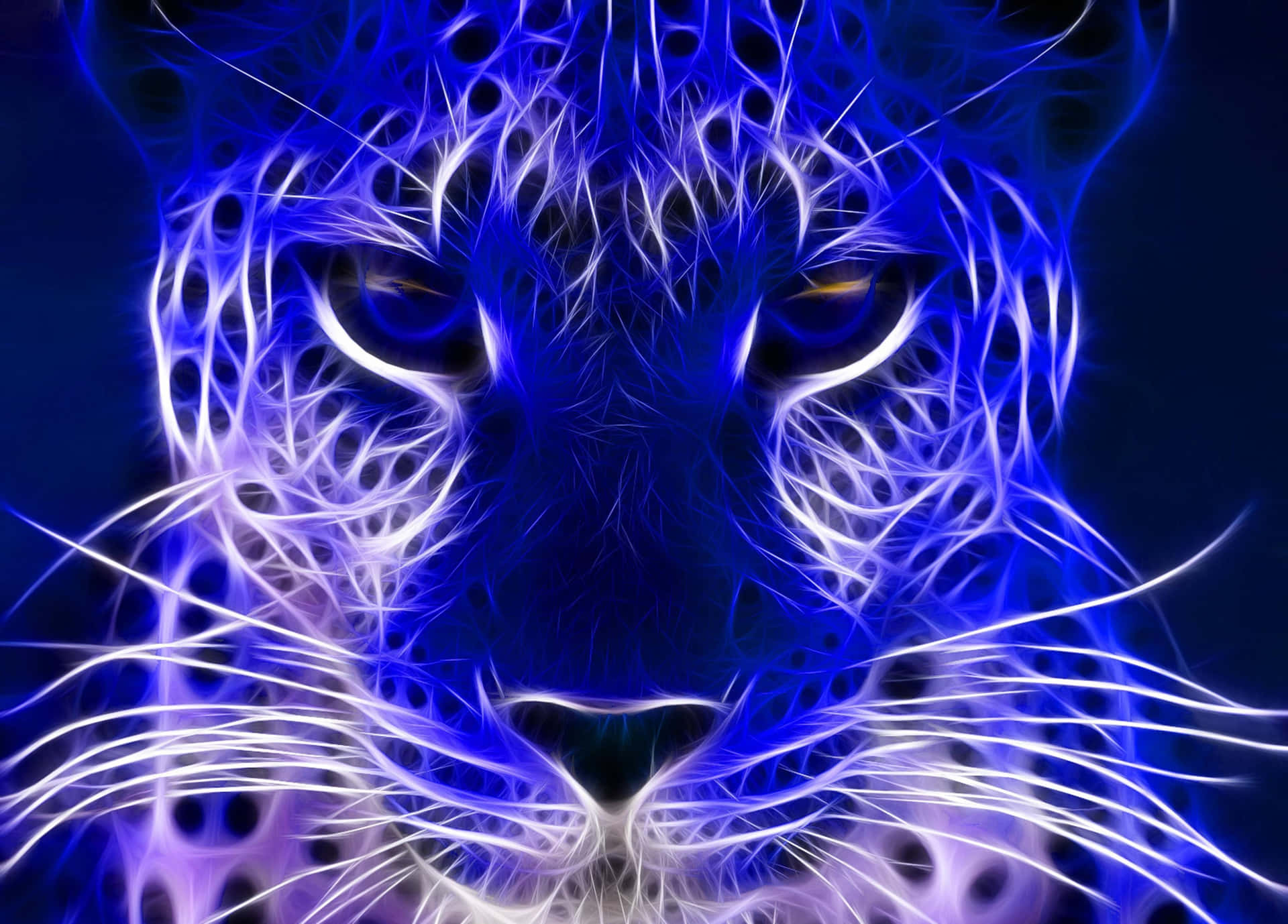 Blue Neon Animal Leopard Wallpaper