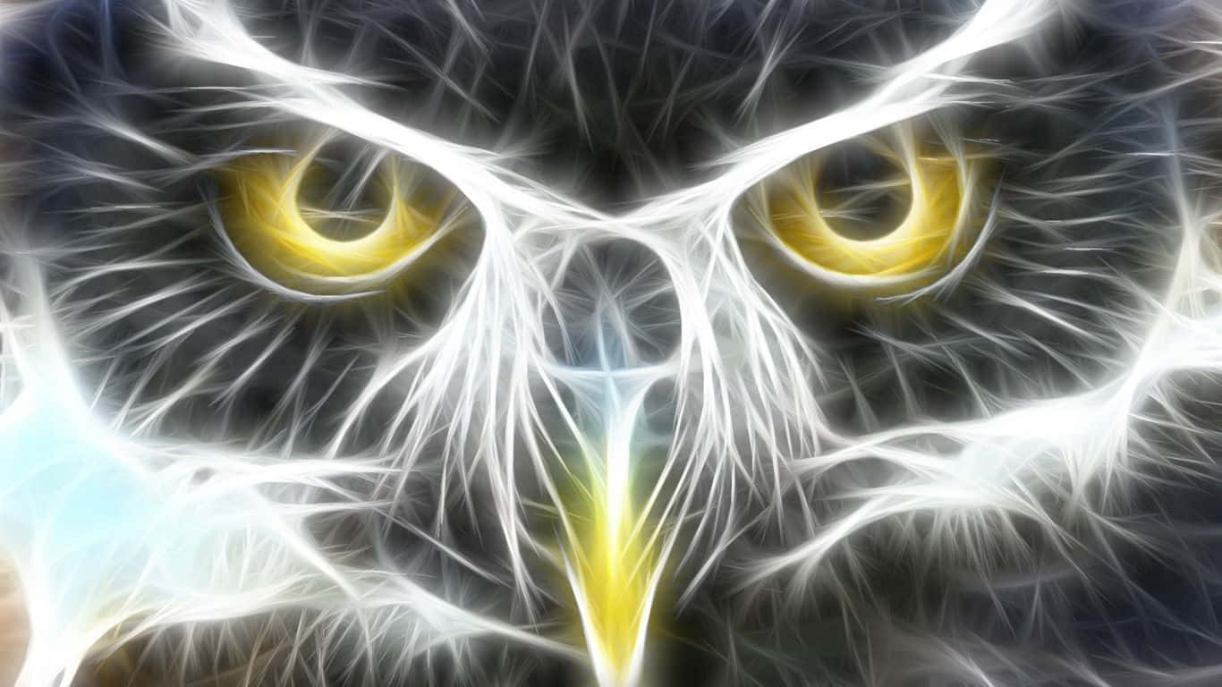 Neon Animal Owl With Fierce Look Wallpaper