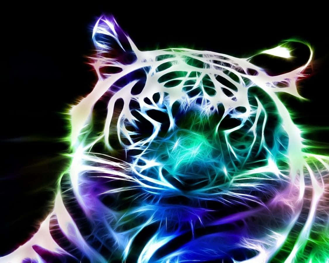 Neon Animal White Tiger Glowing Wallpaper