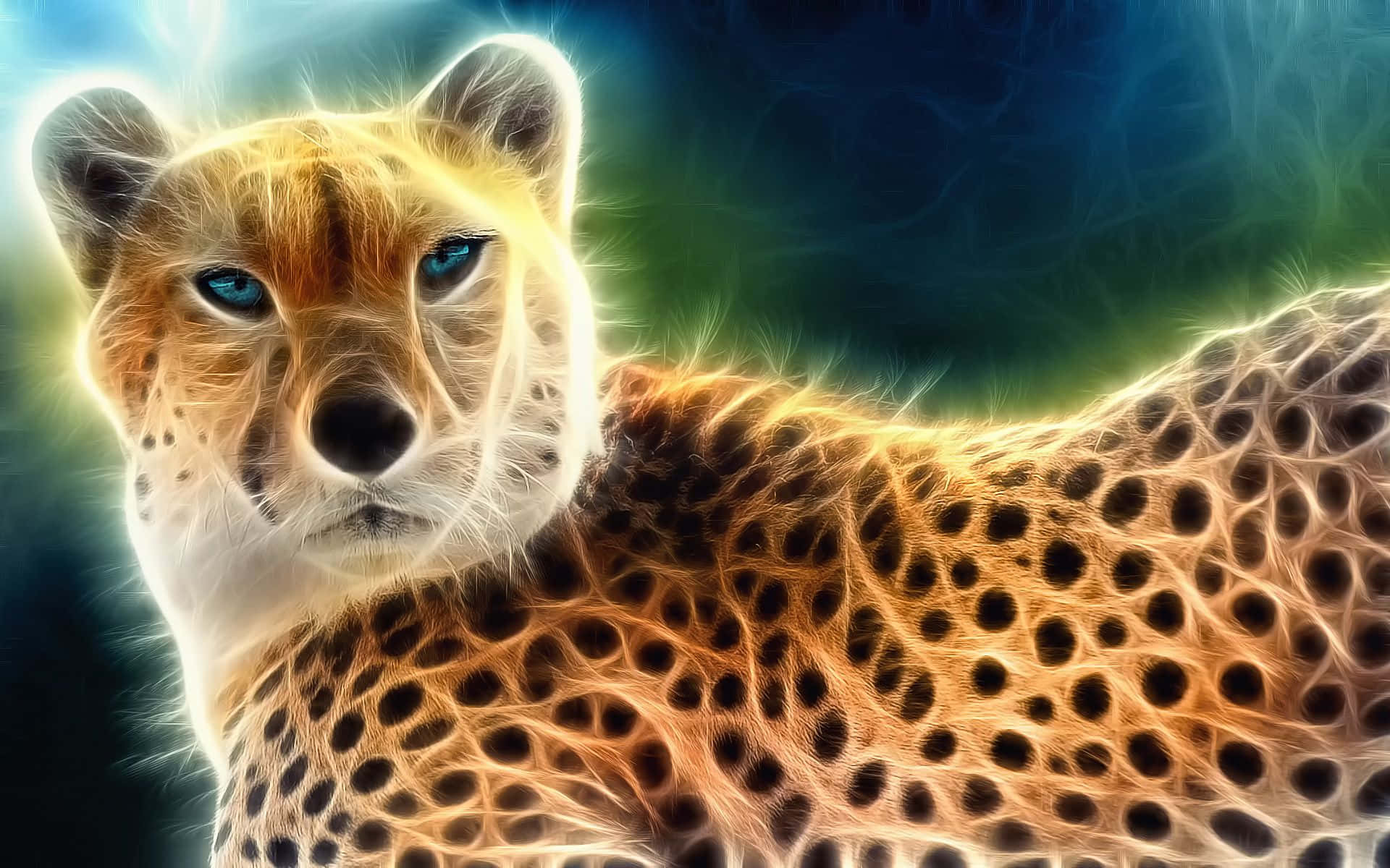 Download Neon Animals Gleaming Yellow Cheetah Wallpaper