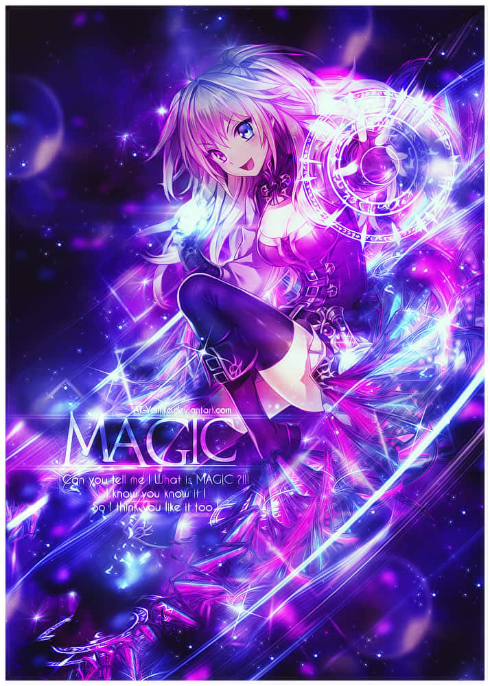 Neon Anime Girl Magic Wallpaper