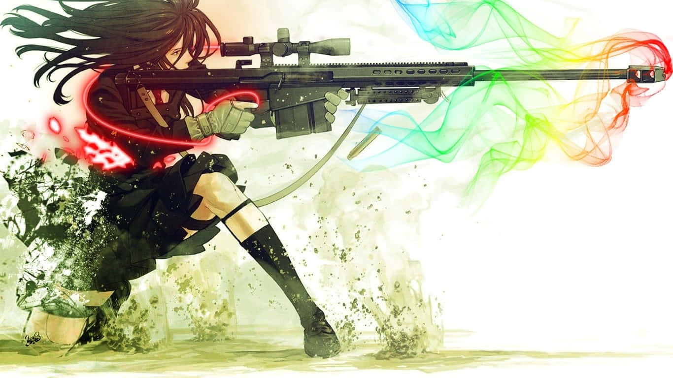Neon Anime Girl Sniper Wallpaper