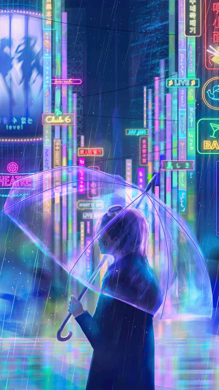 Neon Anime Transparent Umbrella Wallpaper