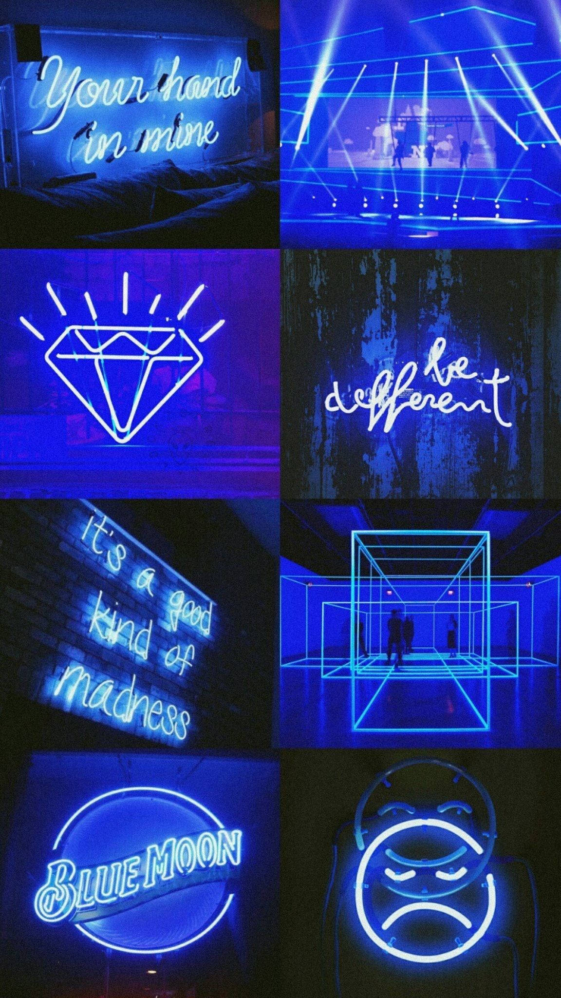 Neon Art Blue Aesthetic Tumblr Wallpaper