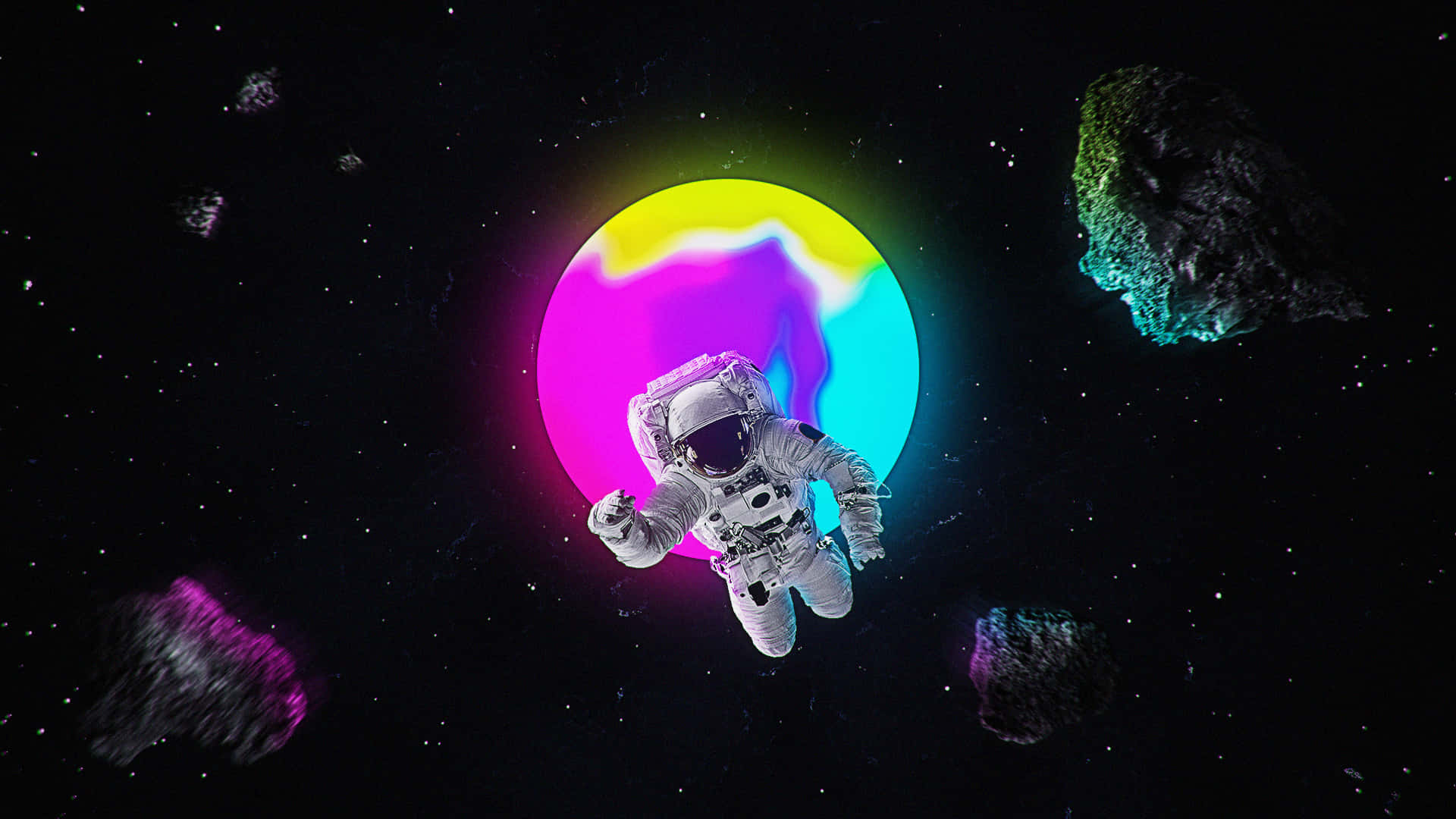 Neon Astronaut Exploring Wallpaper