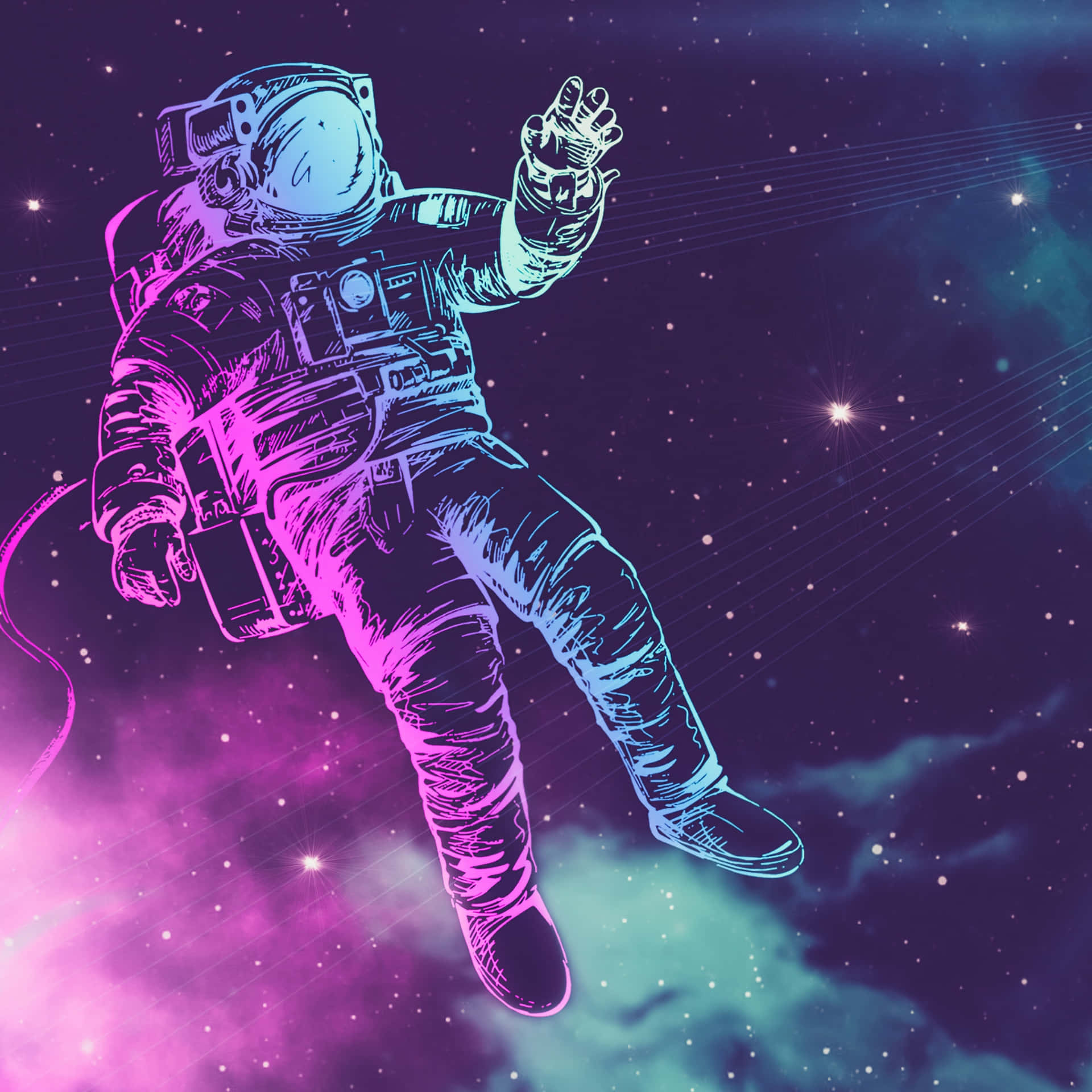Neon Astronaut Illustration Wallpaper