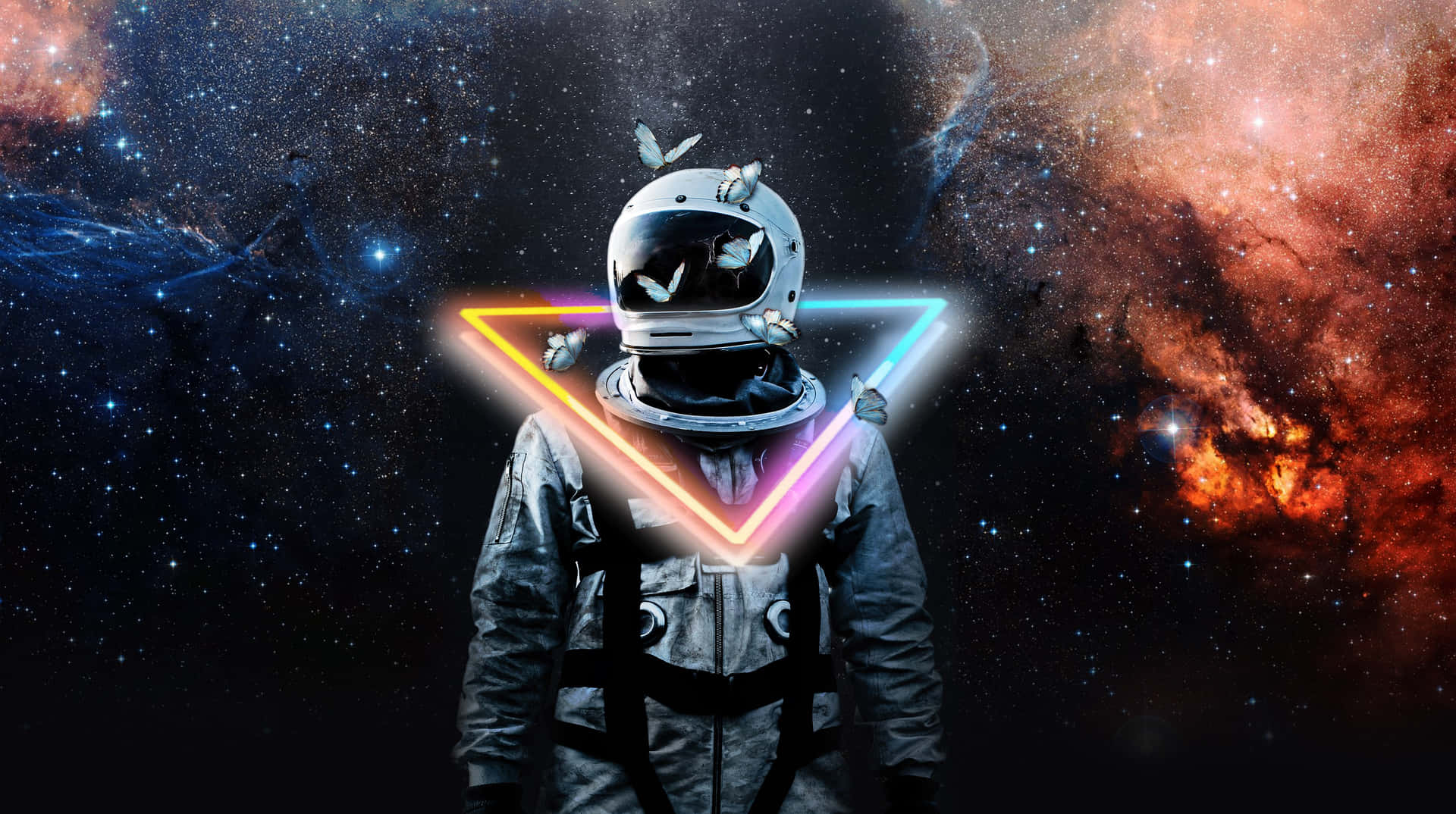 Neon Astronaut Within A Triangle Wallpaper