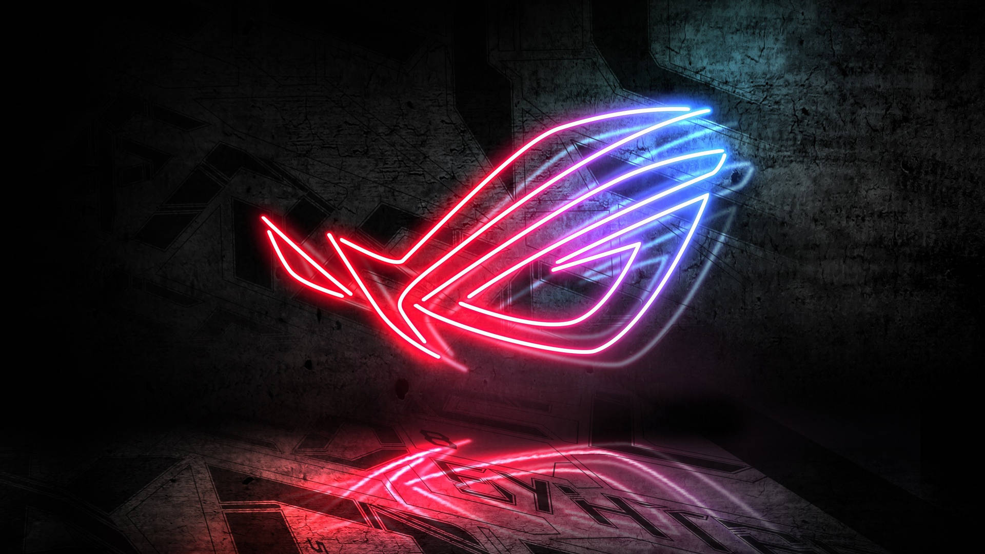 Neon Asus Rog With Reflection Background
