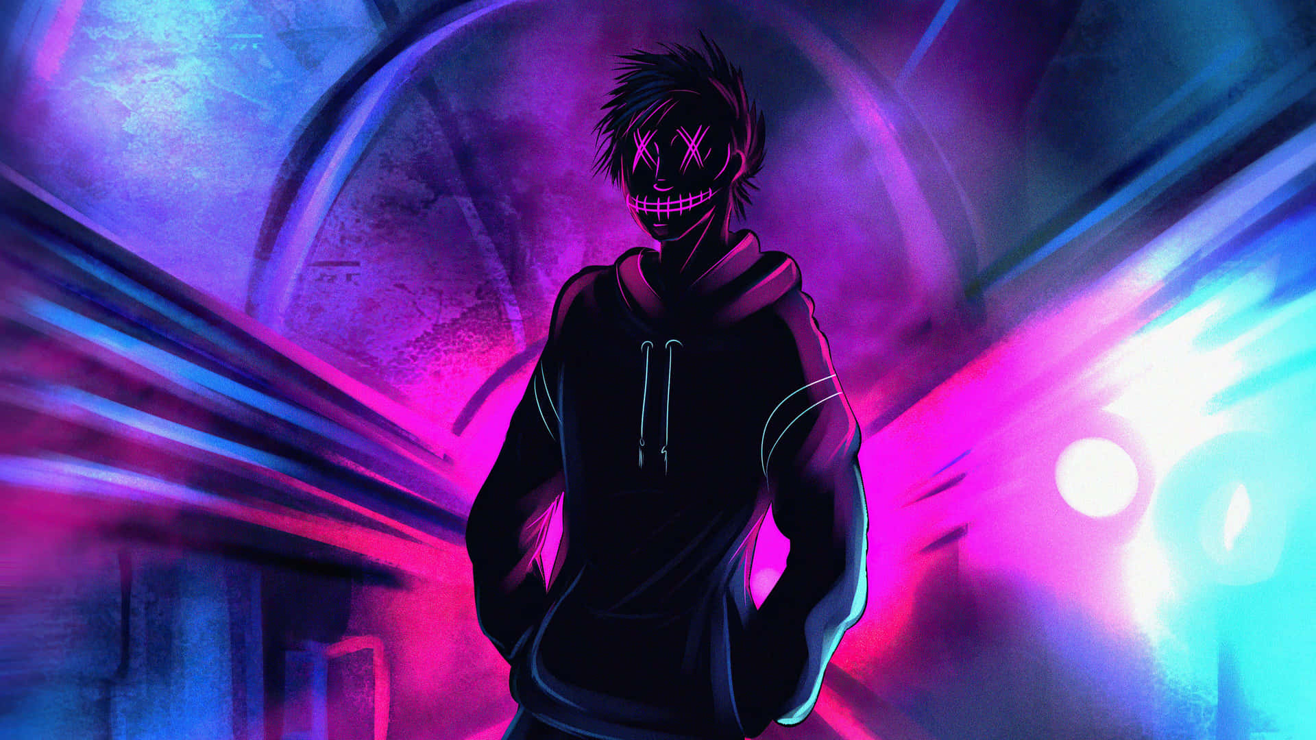 Neon Anonymous Boy Background