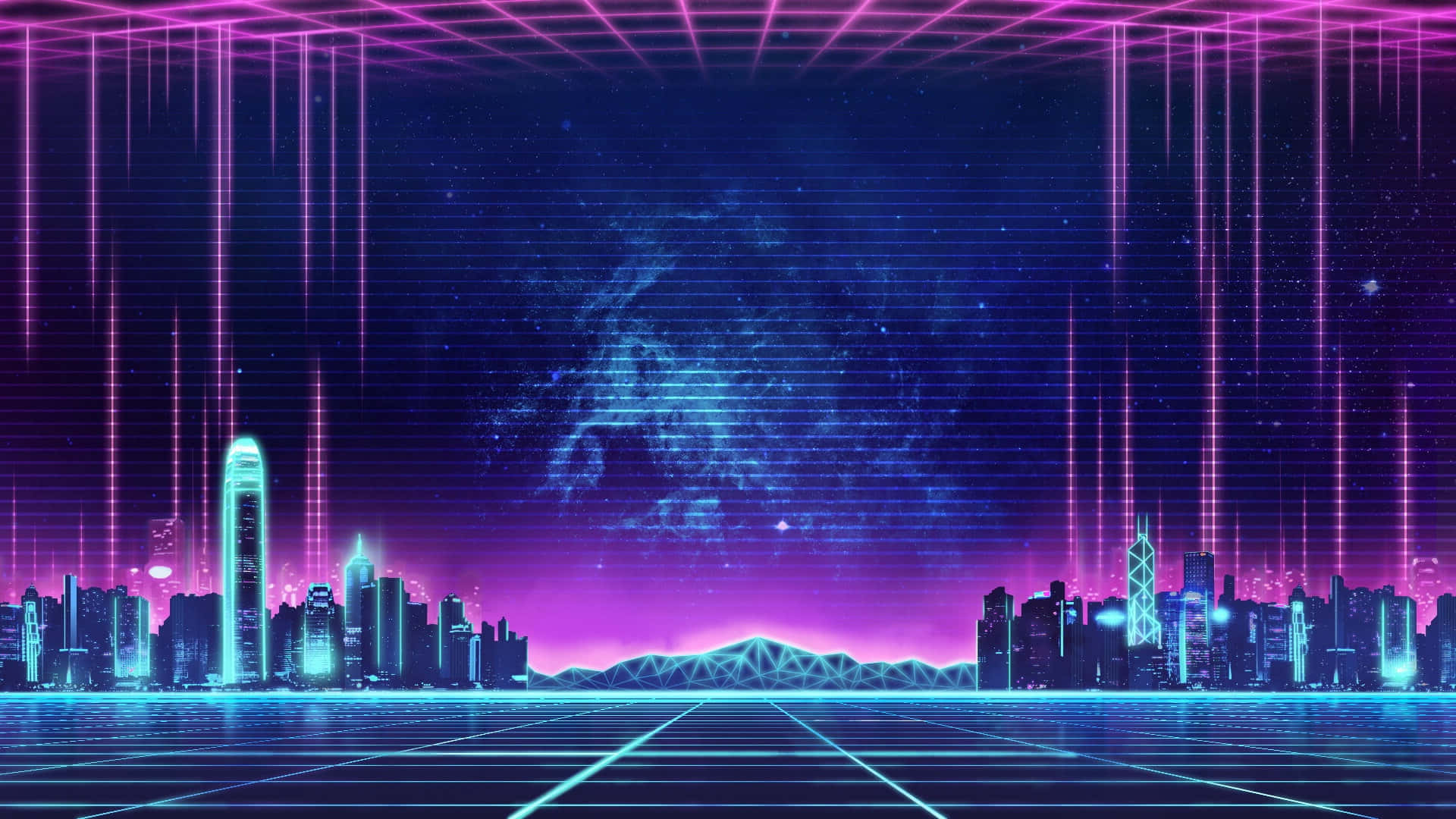 Neon City Grid Background