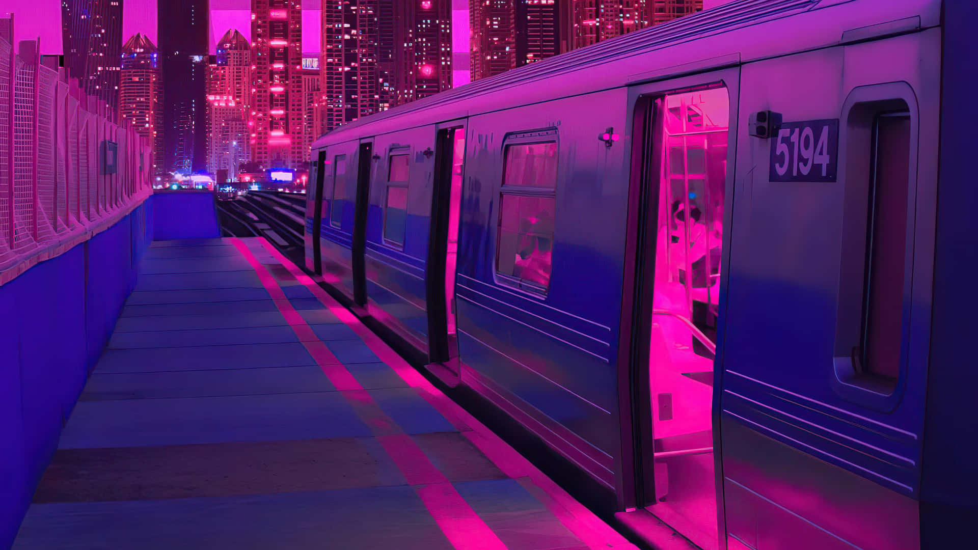 Neon Train Synthwave Background