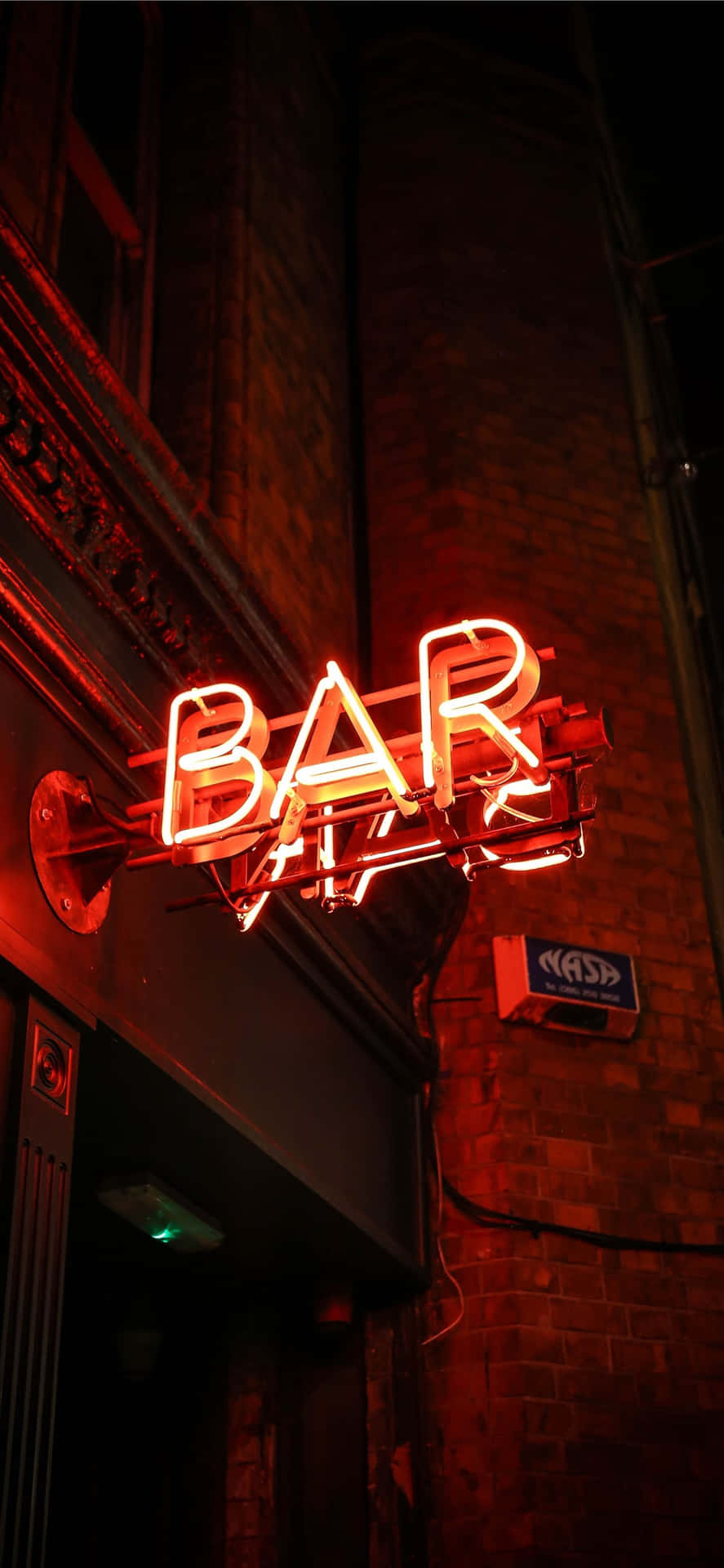 Neon_ Bar_ Sign_ Nighttime Wallpaper