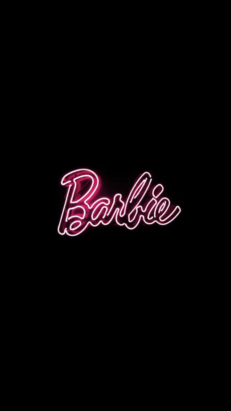 Neon Barbie Sign Dark Background Wallpaper