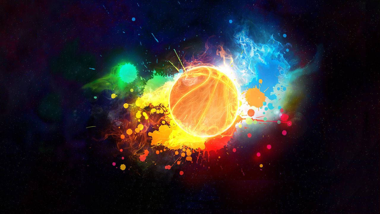 Neon Basketball Splatters Wallpaper