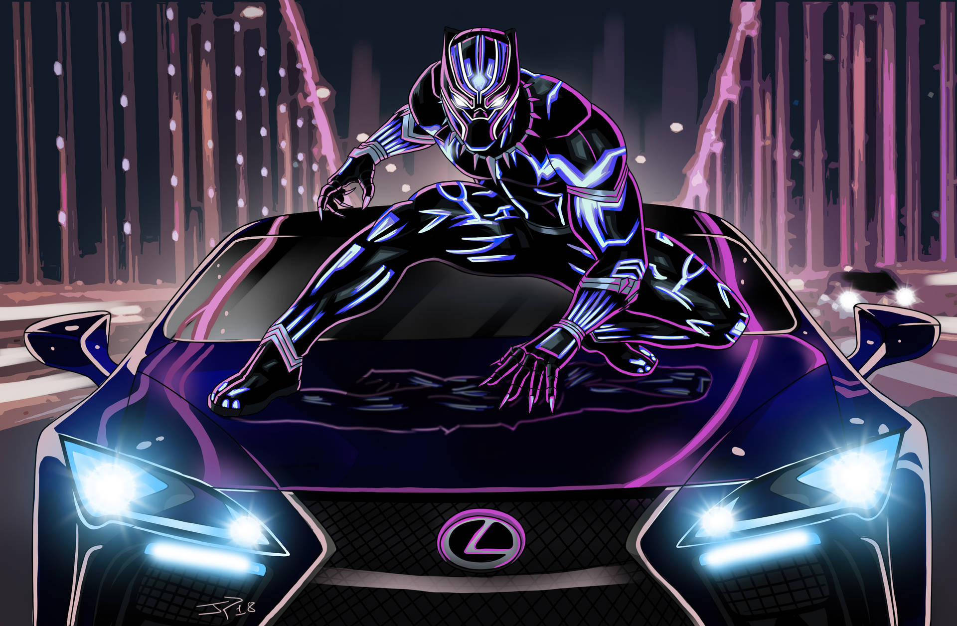 Neon Black Panther 4k Ultra Hd Dark Art Background