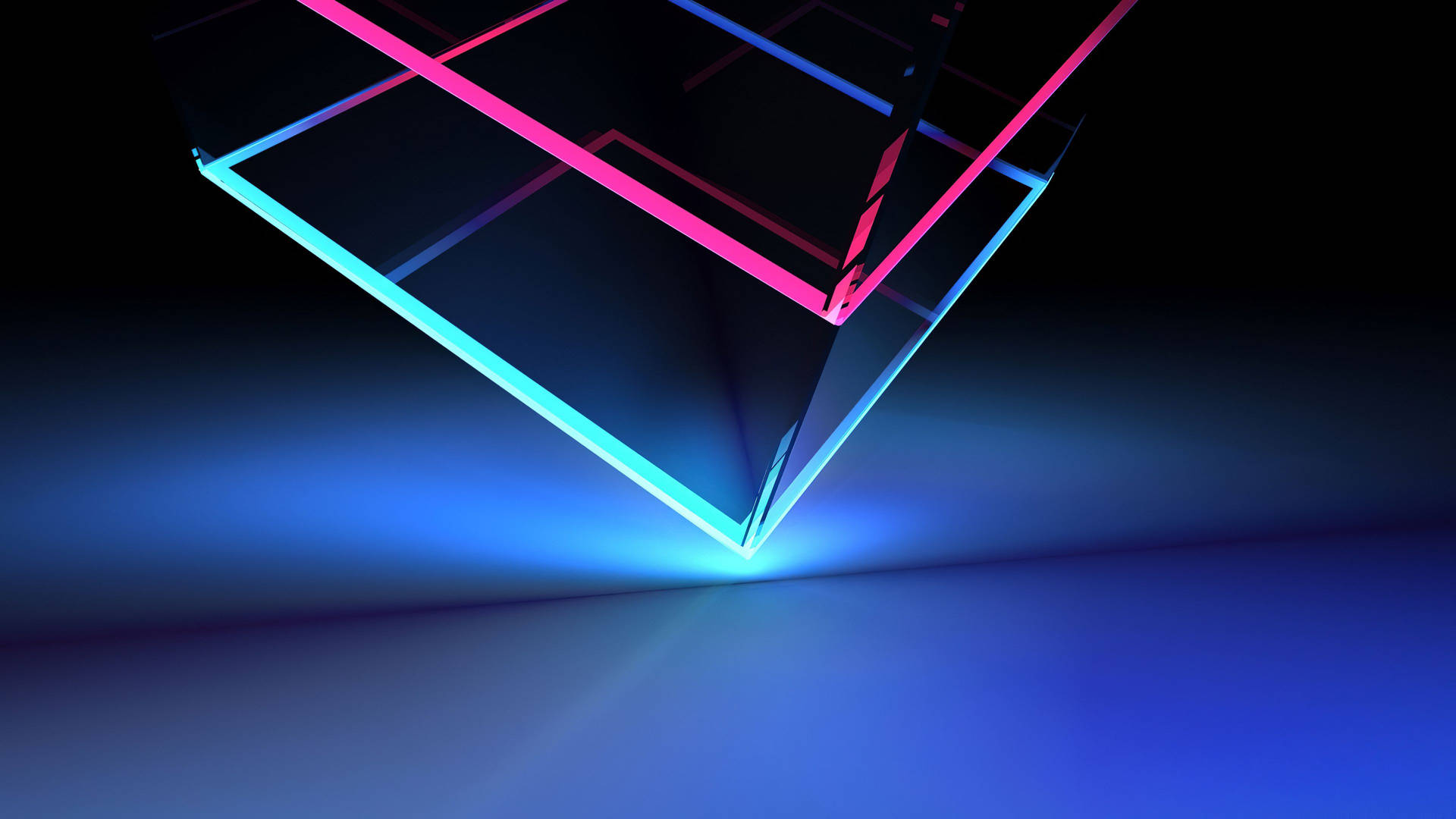 Neon Blue Aesthetic Half Cube Wallpaper
