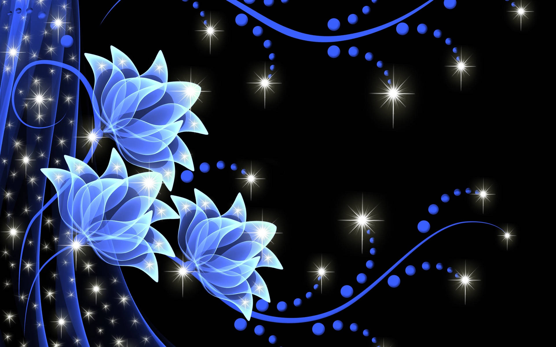 Neon Blue Aesthetic Lotus Digital Art Wallpaper