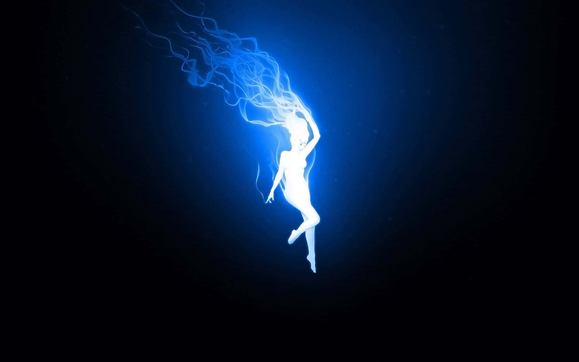 Neon_ Blue_ Aesthetic_ Underwater_ Dance Wallpaper