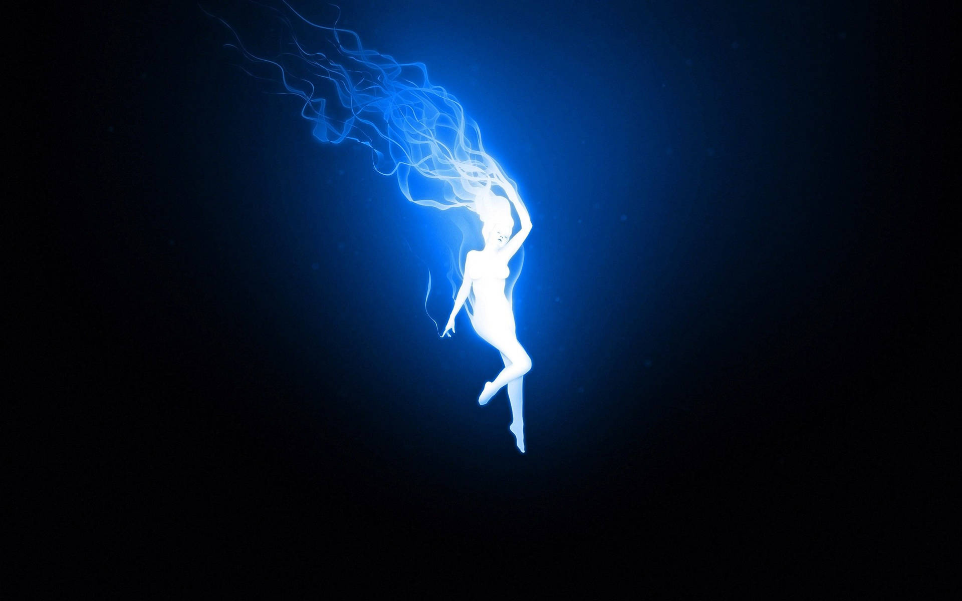Neon Blue Aesthetic Woman Underwater Wallpaper