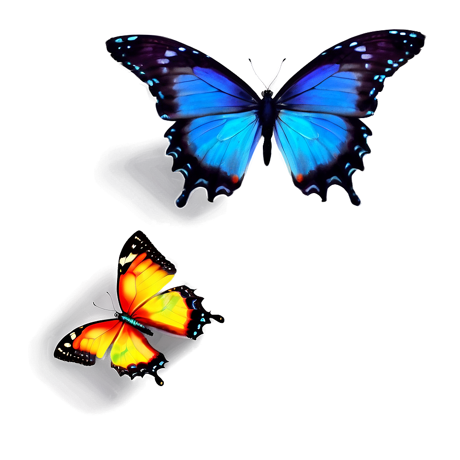 Neon Blue Butterflies Png 06132024 PNG