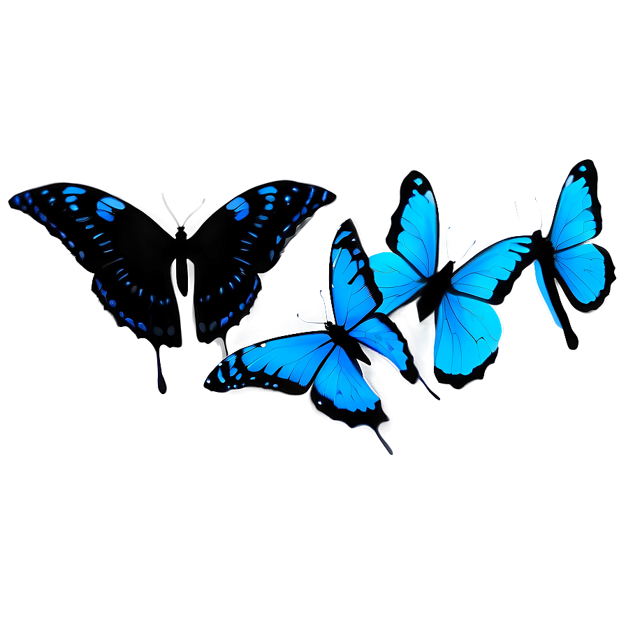 Neon Blue Butterflies Png 74 PNG