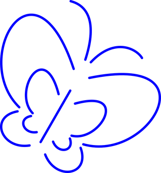 Neon Blue Butterfly Outline PNG