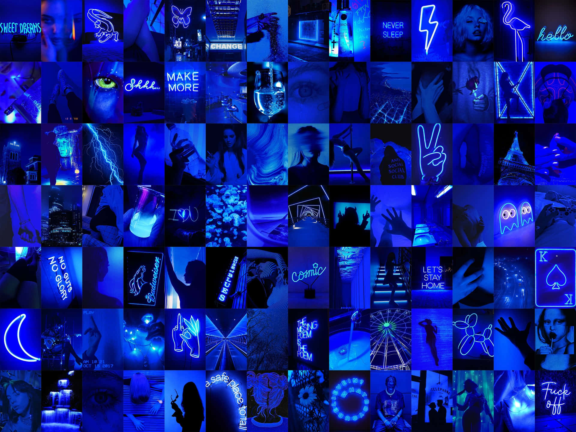 Neon_ Blue_ Collage_ Aesthetic.jpg Wallpaper