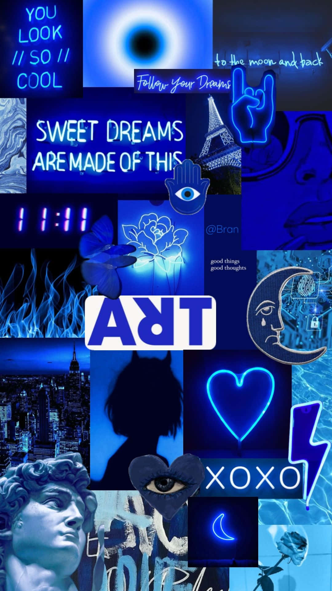 Neon_ Blue_ Collage_ Aesthetic Wallpaper
