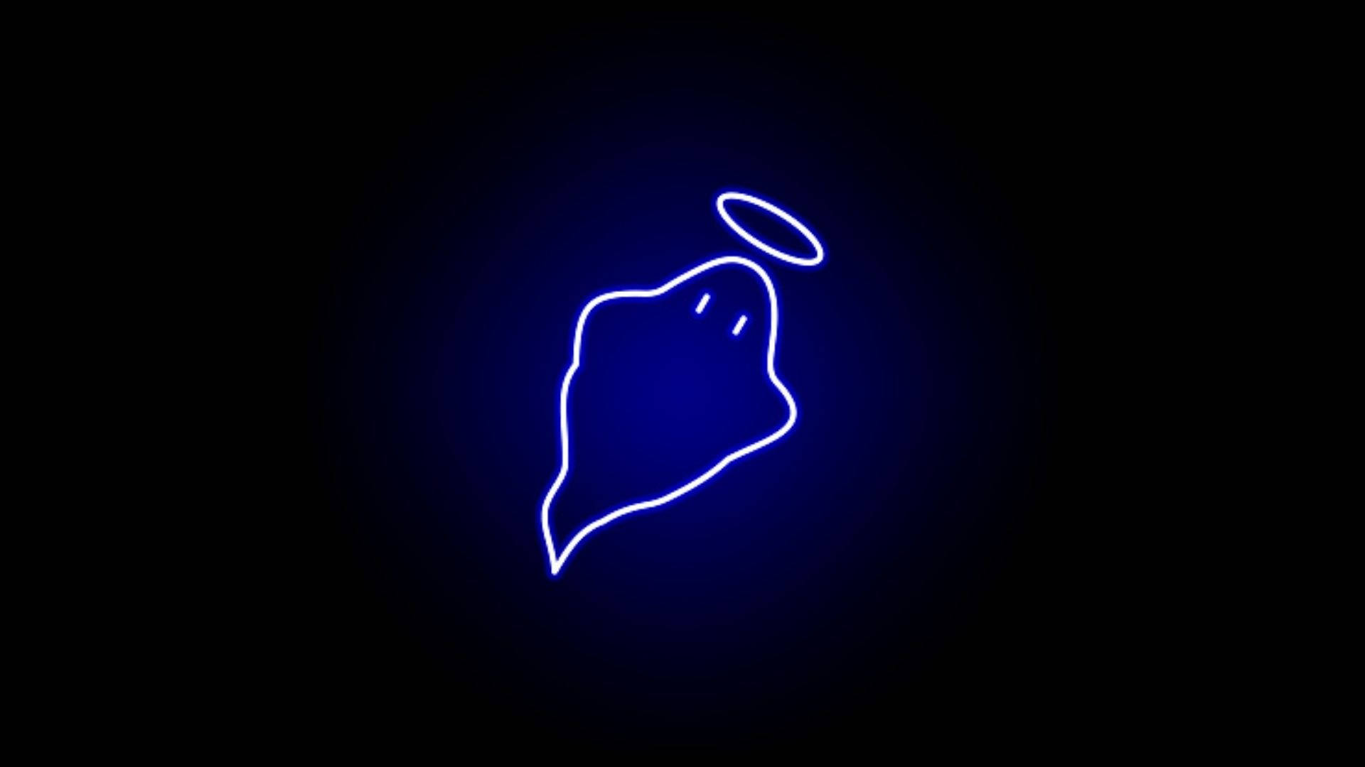 Download Neon Blue Cute Ghost Wallpaper 