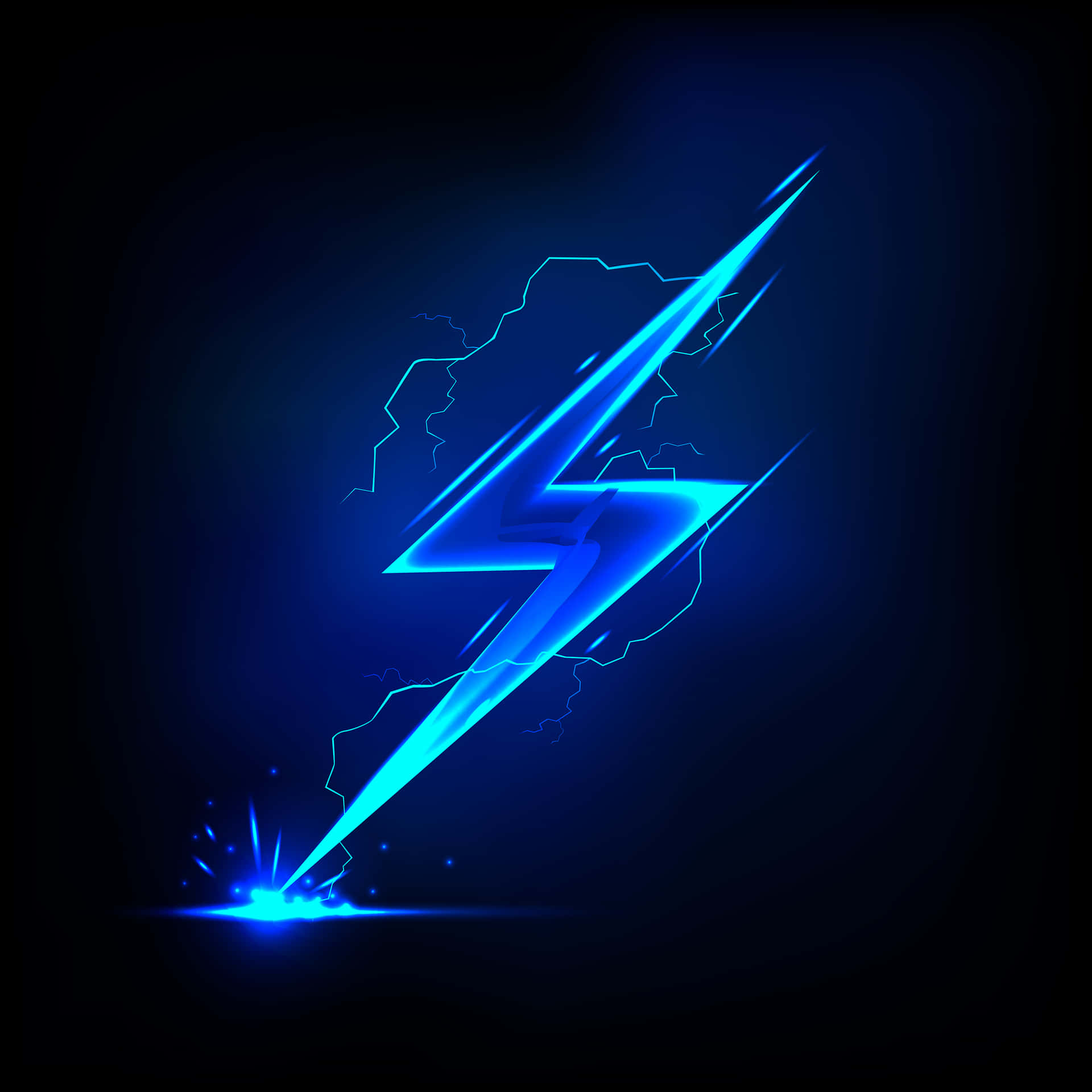 Neon Blue Electric Lightning Bolt Wallpaper