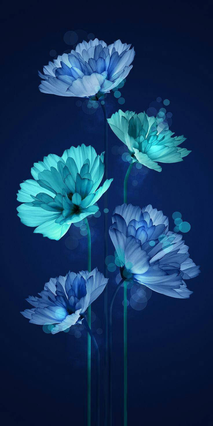 Neon Blue Flowers New Phone Wallpaper