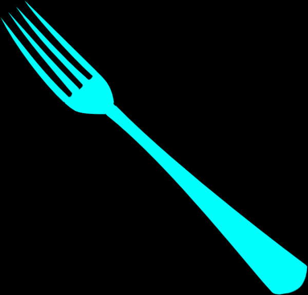 Neon Blue Fork Silhouette SVG