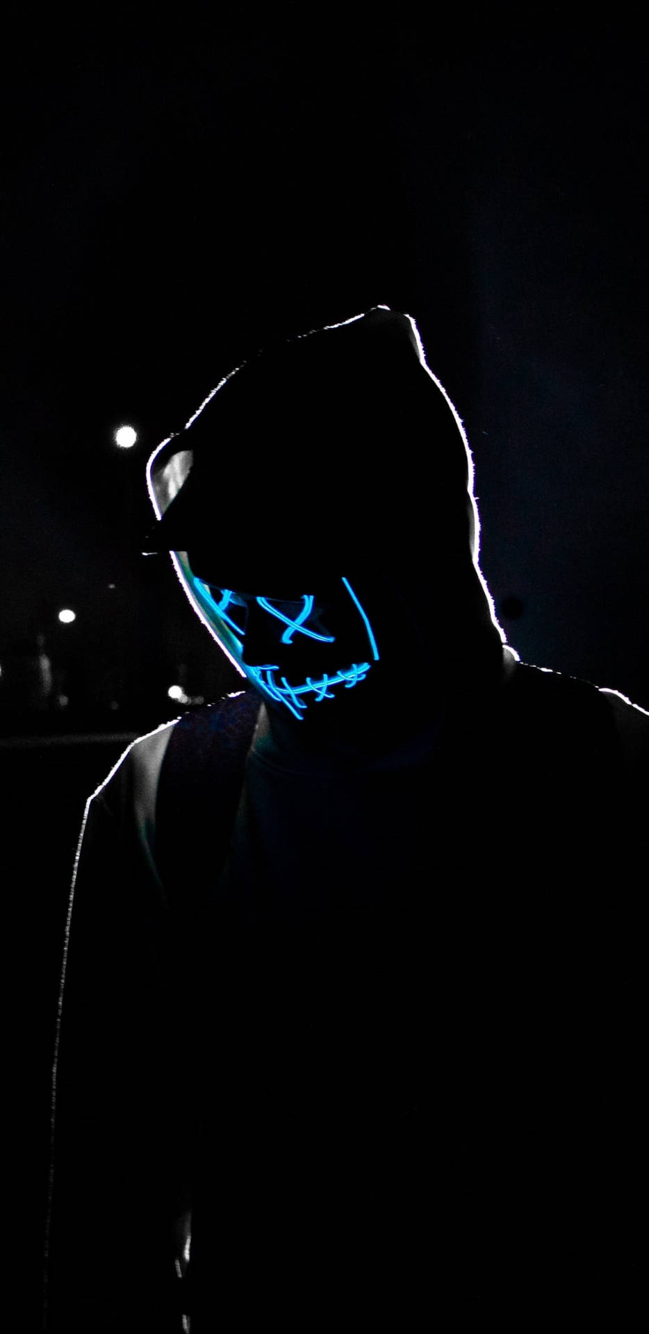 Neon Blue Hacker Mask
