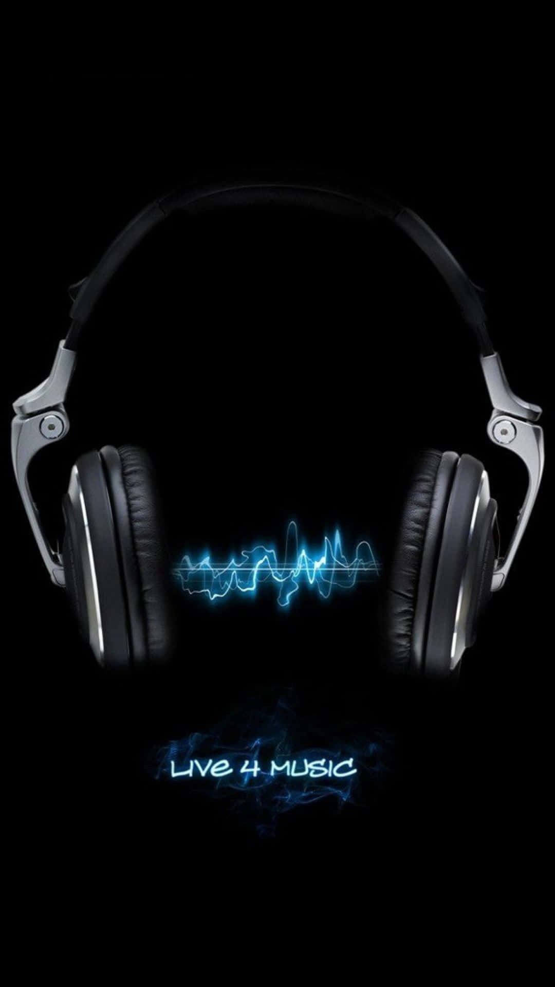 Neon Blue Headphones Music Pulse Wallpaper