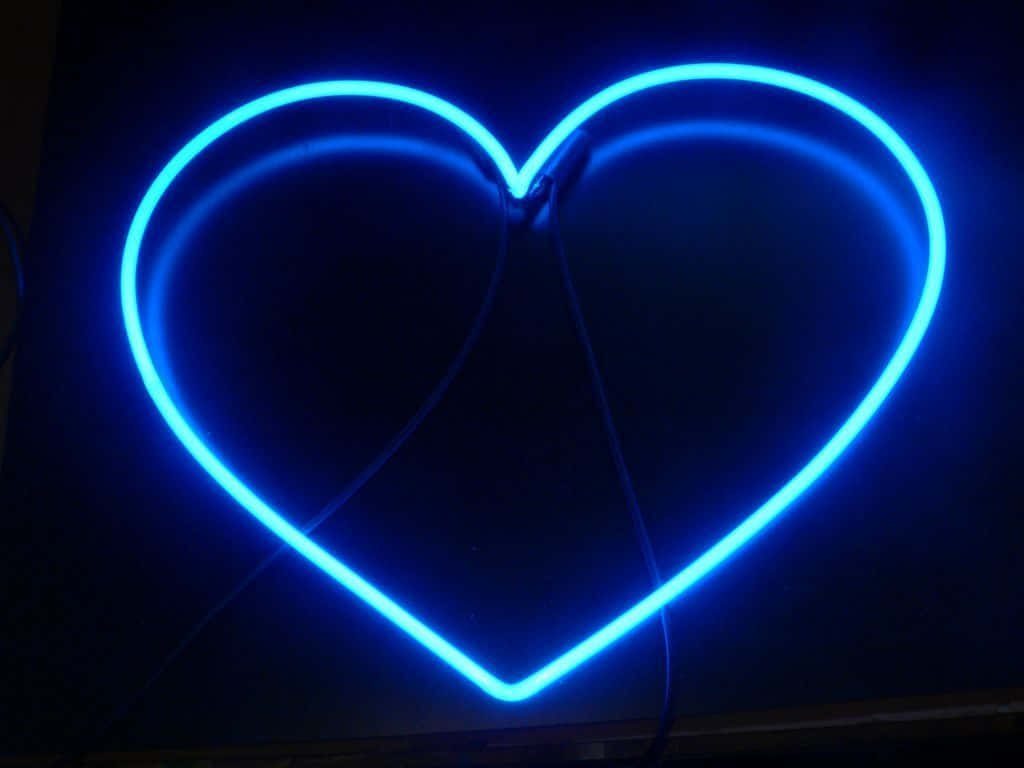 Neon Blue Heart Aesthetic Wallpaper