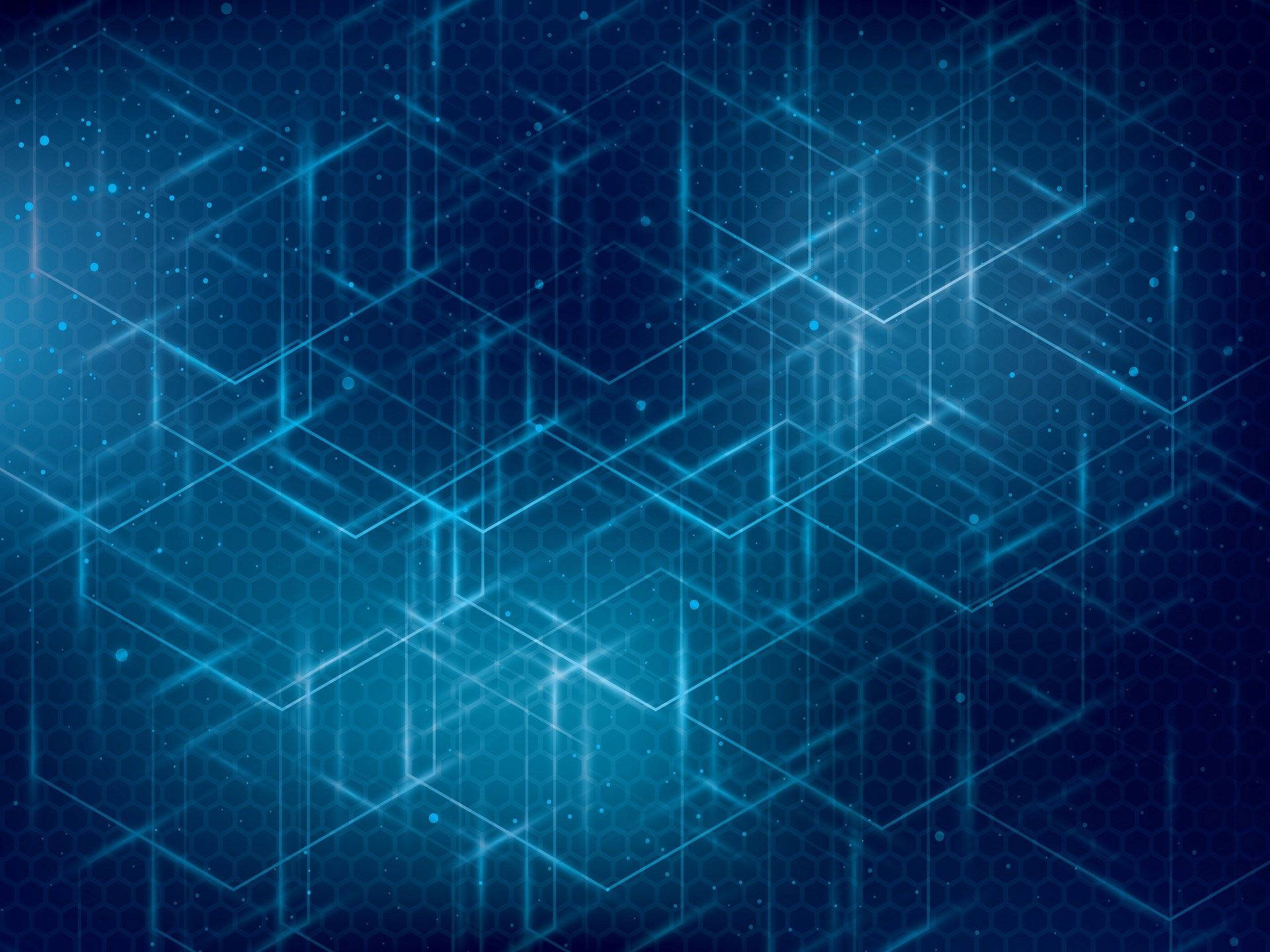 Neon Blue Hexagon Lines Wallpaper
