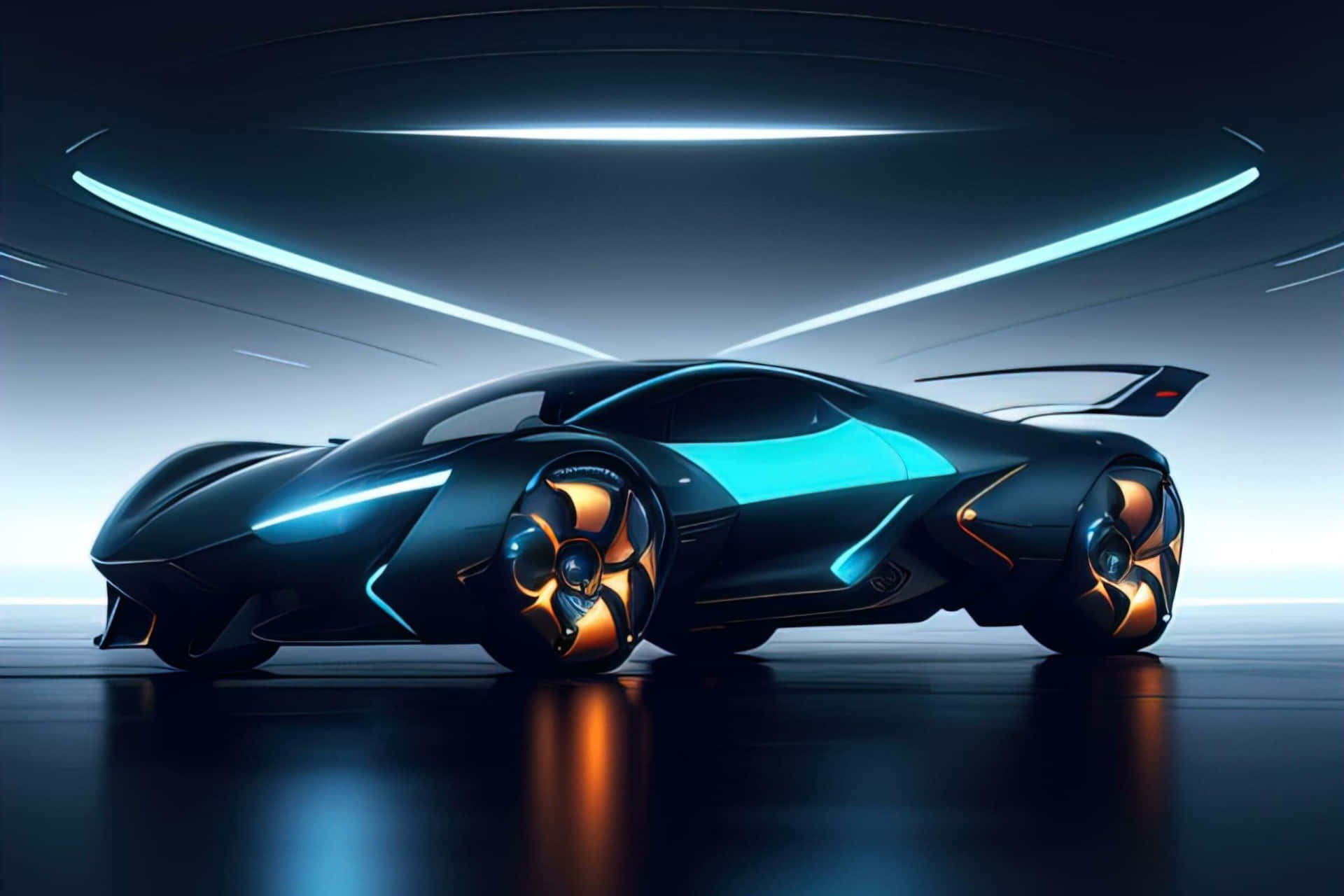Neon Blue Lamborghini Futuristic Design.jpg Wallpaper