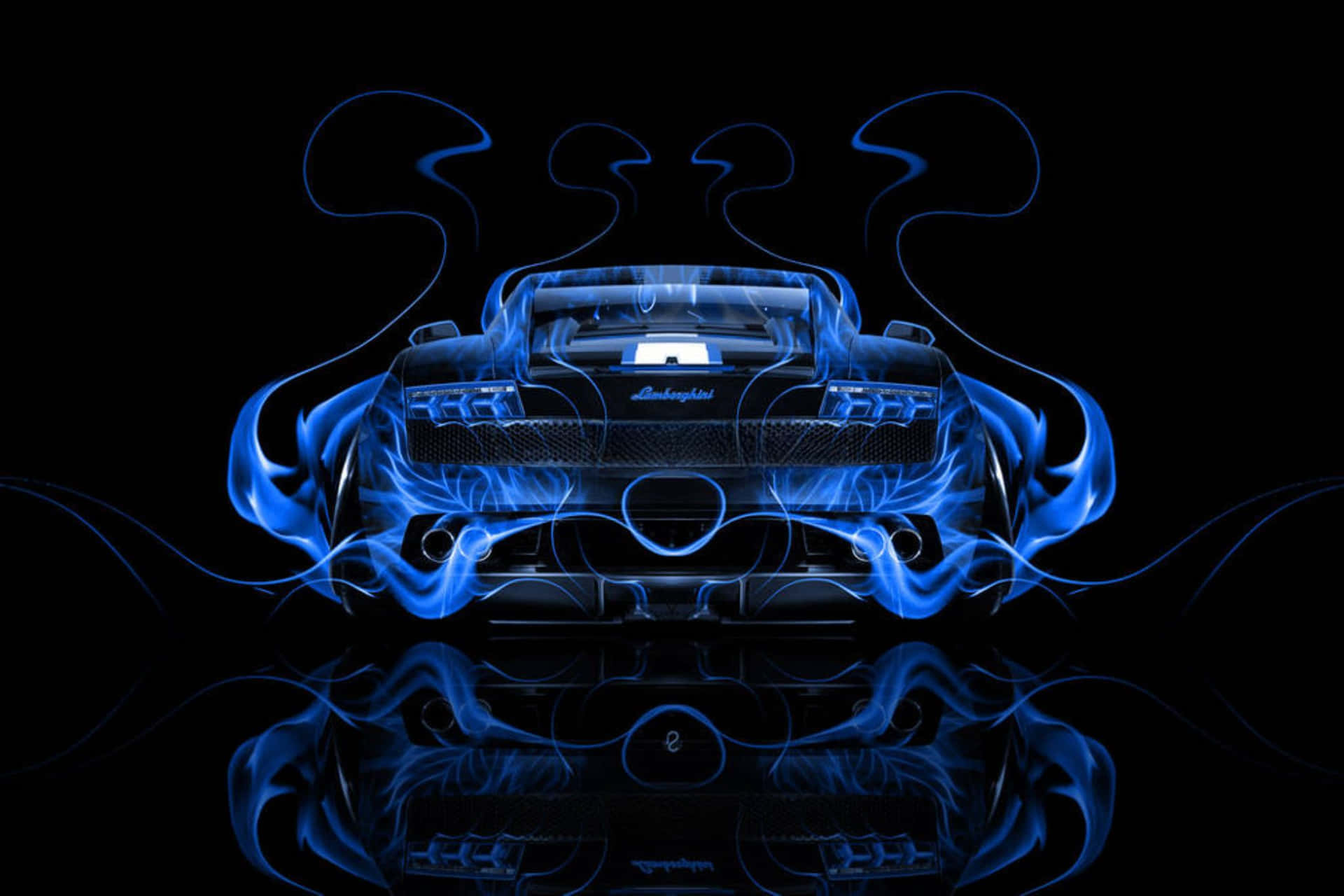 Neon Blue Lamborghini Smoke Art Wallpaper
