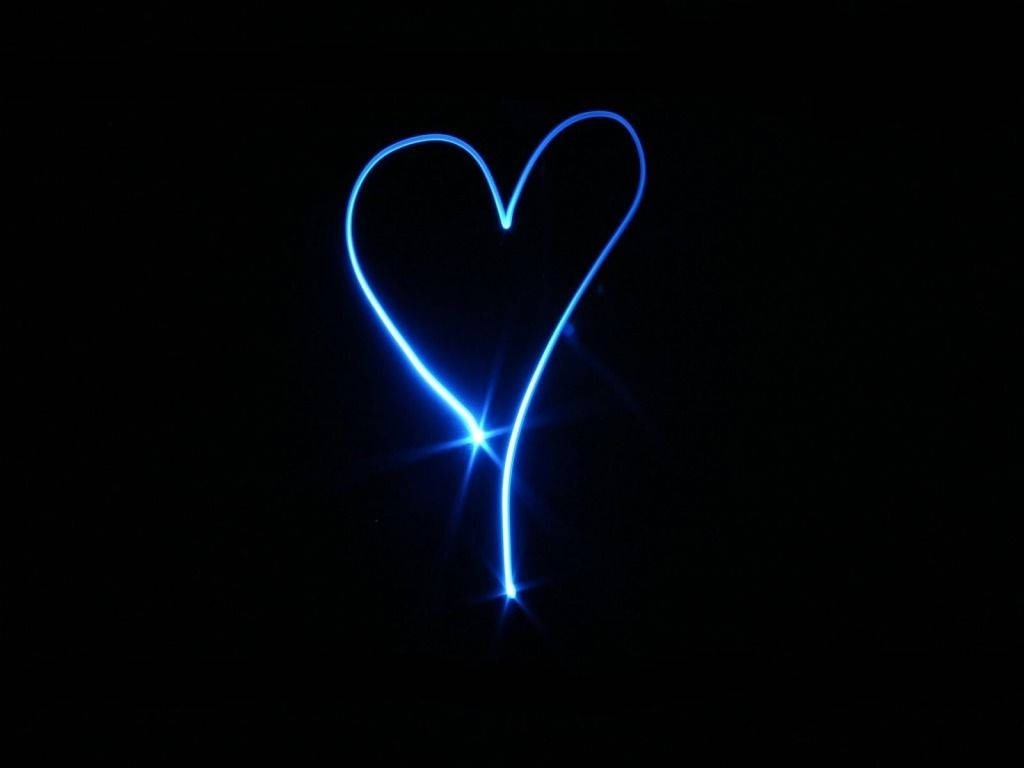 Neon Blue Light Heart Wallpaper
