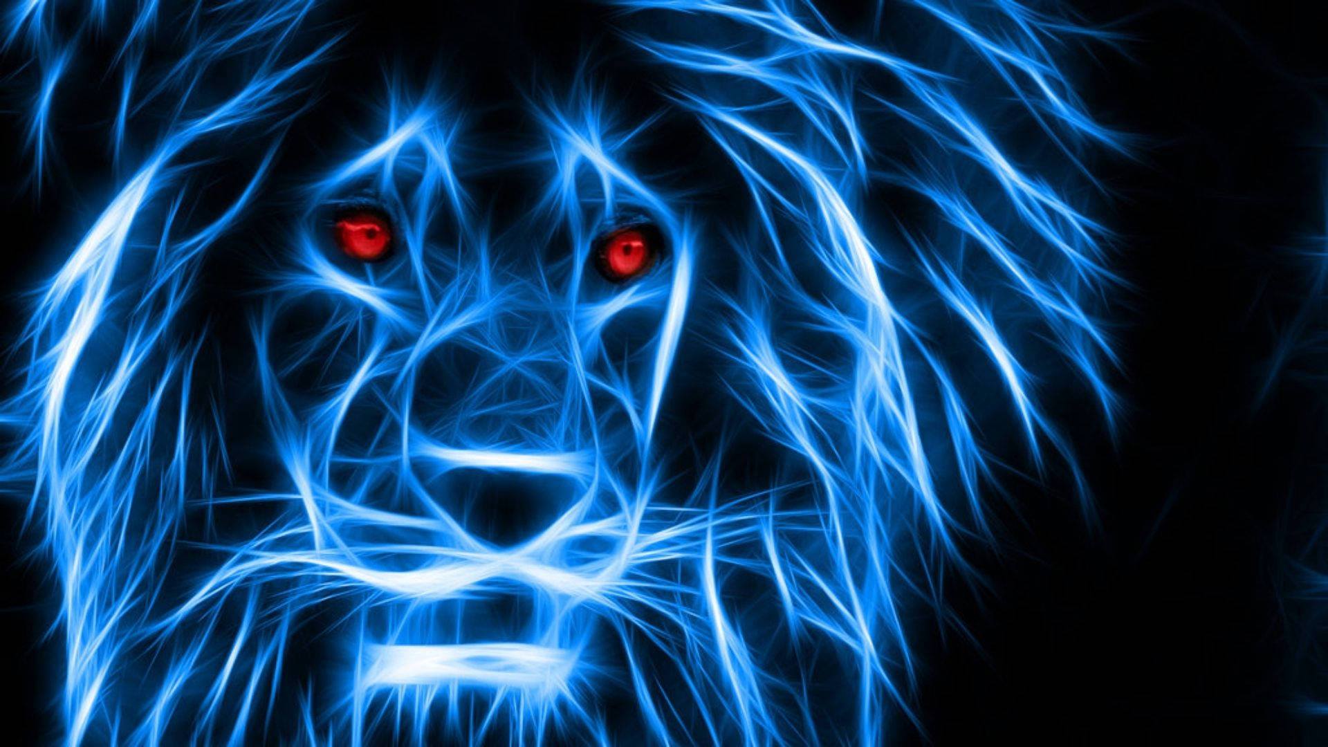 Neon Blue Lion Wallpaper