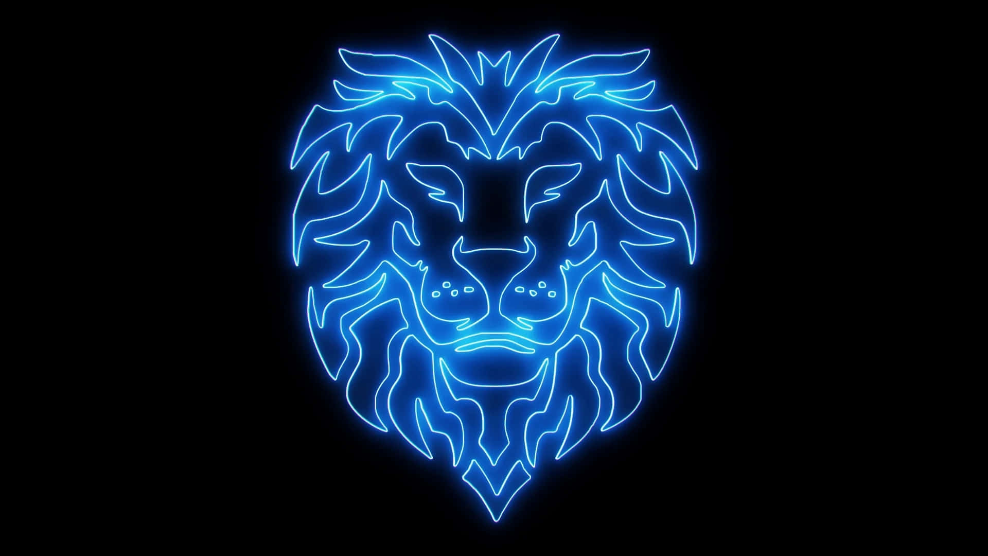 Neon Blå Løve ansigt kunst Wallpaper