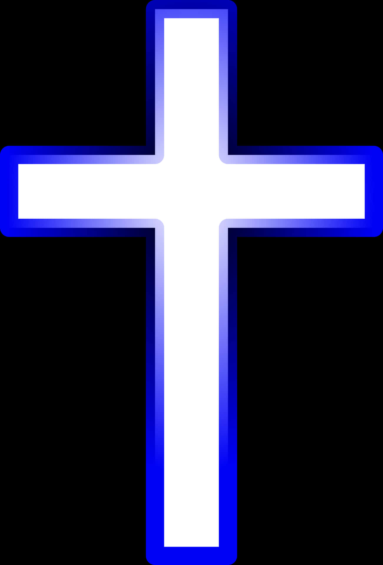 Neon Blue Outlined Cross PNG