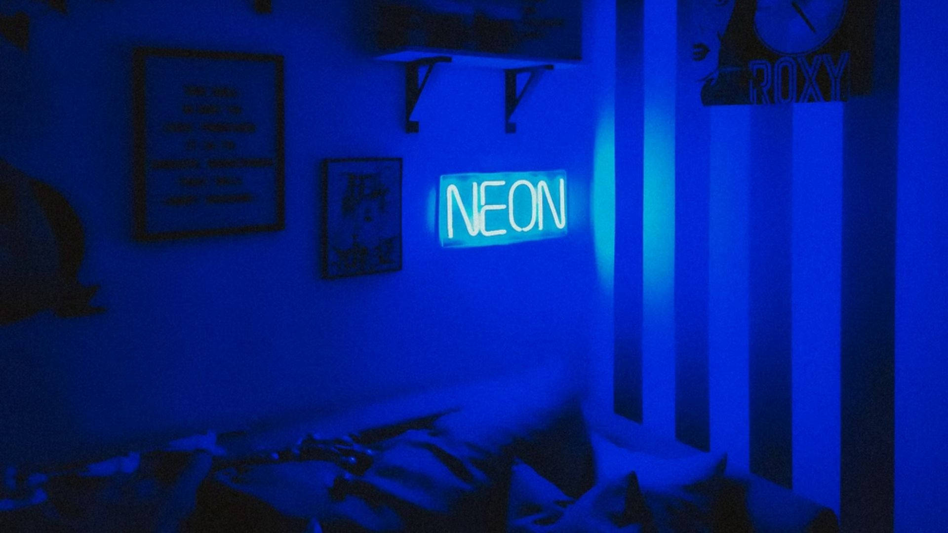 Neon Blue Room Wallpaper