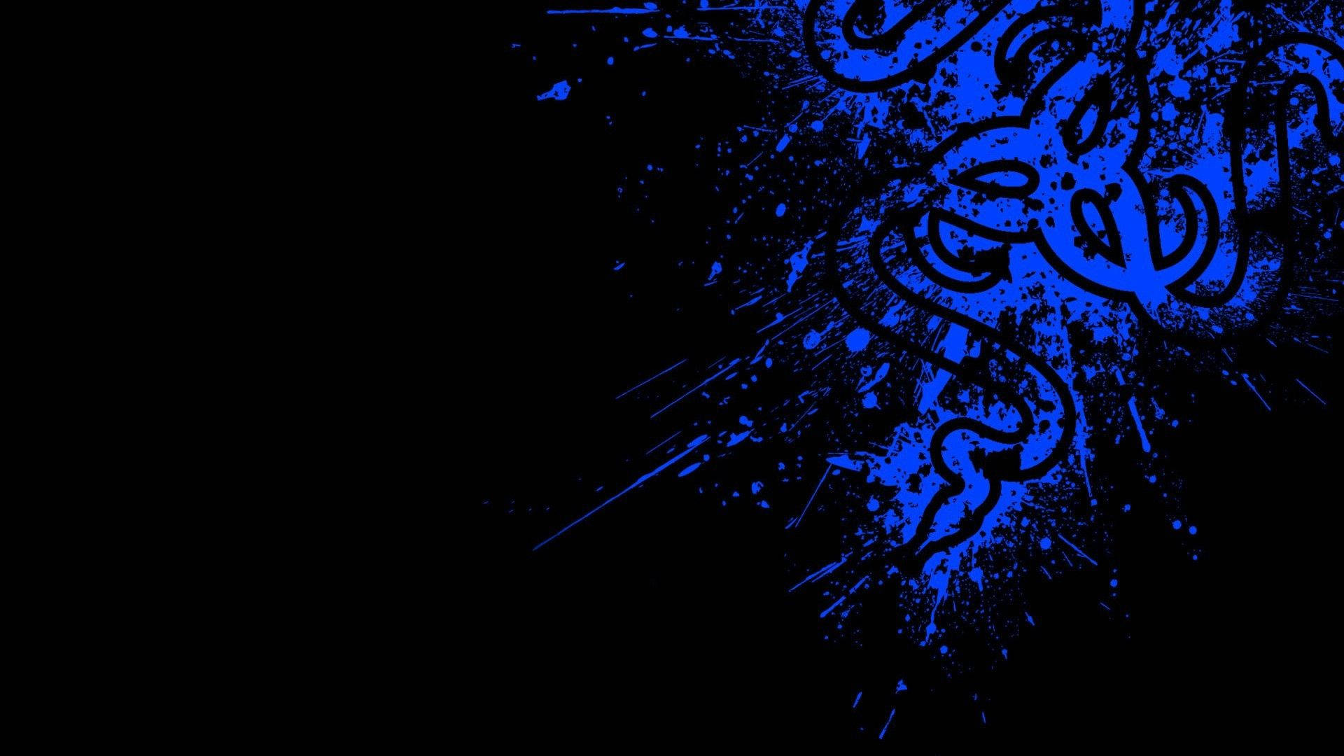 Neon Blue Splashes Razer Wallpaper
